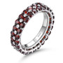 Black Spinel or Garnet with White Zircon Eternity Band Ring in Rhodium over Sterling Silver 5.5ctw