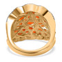 back view of fire opal and white zircon cluster ring in 18k yellow gold over sterling silver