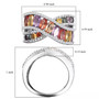 multi color sapphire and white zircon crossover band ring in rhodium over sterling silver shown for size comparison
