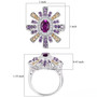 purple garnet amethyst and citrine ring in rhodium over sterling silver shown for size comparison