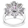back view of purple garnet amethyst and citrine ring in rhodium over sterling silver