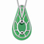 back view of chrome diopside and white zircon halo rhodium over sterling silver carved green jade pendant necklace