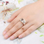 checkerboard faceted prasiolite ring in rhodium over sterling silver