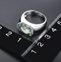 checkerboard faceted prasiolite ring in rhodium over sterling silver