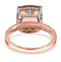 back view of morganite and diamond ring in 14k rose gold