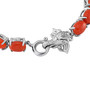 clasp detail of elephant and red jade tennis bracelet in rhodium over sterling silver