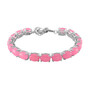 elephant and pink jade tennis bracelet in rhodium over sterling silver