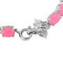 clasp detail of elephant and pink jade tennis bracelet in rhodium over sterling silver