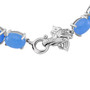clasp detail of elephant and blue jade tennis bracelet in rhodium over sterling silver