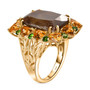side view of chocolate sapphire citrine and chrome diopside halo cocktail ring in 18k yellow gold over sterling silver