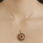 madeira citrine and multi gem pendant necklace in 18k vermeil yellow gold over sterling silver on neck model