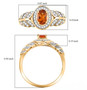 hessonite garnet and white zircon halo ring in 18k yellow gold over sterling silver shown for size comparison