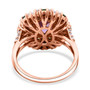 back view of kunzite tsavorite garnet and moissanite ring in 18k rose gold over sterling silver