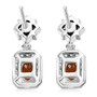 back view of hessonite garnet chrome diopside and zircon drop earrings in rhodium over sterling silver