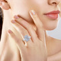 meteorite and diamond rhodium over sterling silver ring worn on a hand
