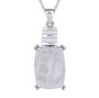 meteorite and diamond rhodium over sterling silver pendant necklace