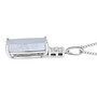 side view of meteorite and diamond rhodium over sterling silver pendant necklace