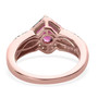 back view of rhodolite garnet and white zircon ring in 18k rose gold over sterling silver