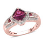 rhodolite garnet and white zircon ring in 18k rose gold over sterling silver