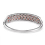 full view of peach opal and rhodolite cluster bangle bracelet in rhodium over sterling silver