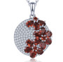 garnet and white zircon cluster pendant necklace in rhodium over sterling silver