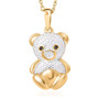 teddy bear black diamond accents two-tone 18k yellow gold and rhodium over sterling silver