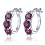 full view of ethiopian opal huggie hoop earrings in rhodium over sterling silver