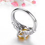 back view of citrine and white zircon ring in rhodium over sterling silver