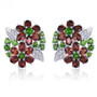 garnet chrome diopside and zircon cluster earrings in rhodium over sterling silver