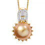 golden south sea pearl yellow sapphire and moissanite pendant necklace in 18k vermeil yellow gold over sterling silver front