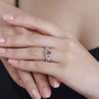 pink tourmaline and diamond ring in 10k rose gold on hand model