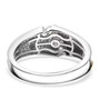 back view of moissanite gents three stone ring in 18k yellow gold and rhodium over sterling silver