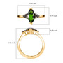 marquise chrome diopside and brown diamond accent ring in 18k yellow gold over sterling silver shown for size comparison