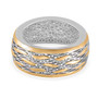 front view of 18k yellow gold and rhodium over sterling silver openwork eternity band ring 4 25g