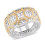 18k yellow gold and rhodium over sterling silver openwork eternity band ring 3 65g
