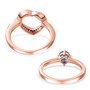 back view of blue kyanite and moissanite heart love knot two ring set in 18k rose gold over sterling silver