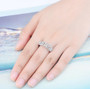 aquamarine and white zircon ring in rhodium over sterling silver