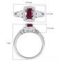 ruby (ff) and white zircon halo ring in rhodium over sterling silver shown for size comparison