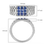 ceylon blue sapphire openwork cluster gents band ring in rhodium over sterling silver shown for size comparison