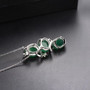 back view of green agate or prehnite with diopside and zircon pendant necklace in rhodium over sterling silver