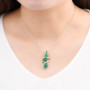 green agate or prehnite with diopside and zircon pendant necklace in rhodium over sterling silver