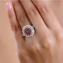 Blush-garnet-moissanite-cluster-halo-sterling-silver-ring-model-GGS5120