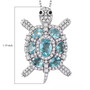 Blue-apatite-zircon-cluster-turtle-sterling-silver-pendant-necklace-scale-GGS5124