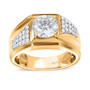 moissanite gents solitaire ring in 18k yellow gold over sterling silver