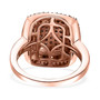 full view of champagne diamond double halo cluster ring in 18k rose gold over sterling silver