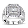 moissanite gents halo ring in rhodium over sterling silver