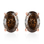 oval cut champagne diamond stud earrings in solid 10k rose gold