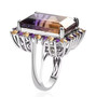 ametrine citrine and amethyst large halo ring in rhodium over sterling silver side profile