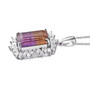 ametrine and white zircon halo pendant necklace in rhodium over sterling silver side