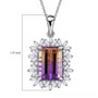 ametrine and white zircon halo pendant necklace in rhodium over sterling silver shown for size comparison
